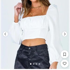 Princess Polly White long sleeve  Crop Top